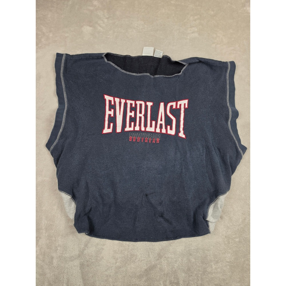 Vintage Everlast Muscle Sweatshirt Mens L Blue Cut Off Bodygear Distressed Crop